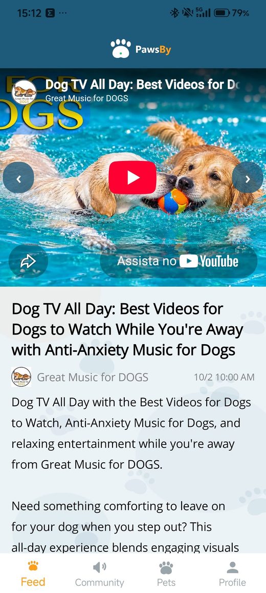 Pawsby feed with a video post