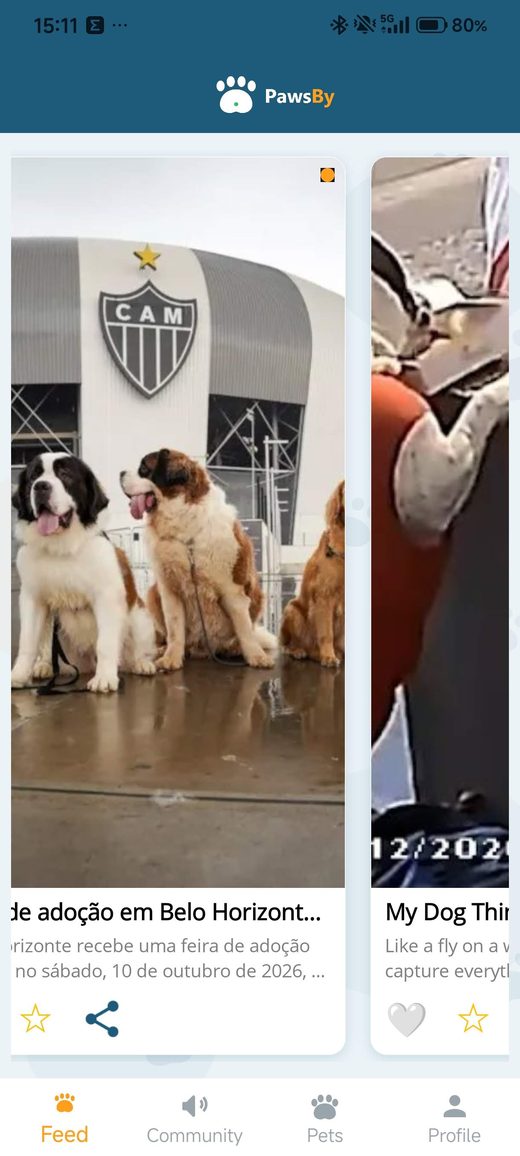 Pawsby feed with community posts